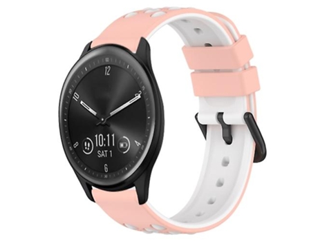 Correa para reloj Garmin Vivomove Sport de silicona porosa de dos colores, color rosa y blanco, 20mm VENISYMLIS