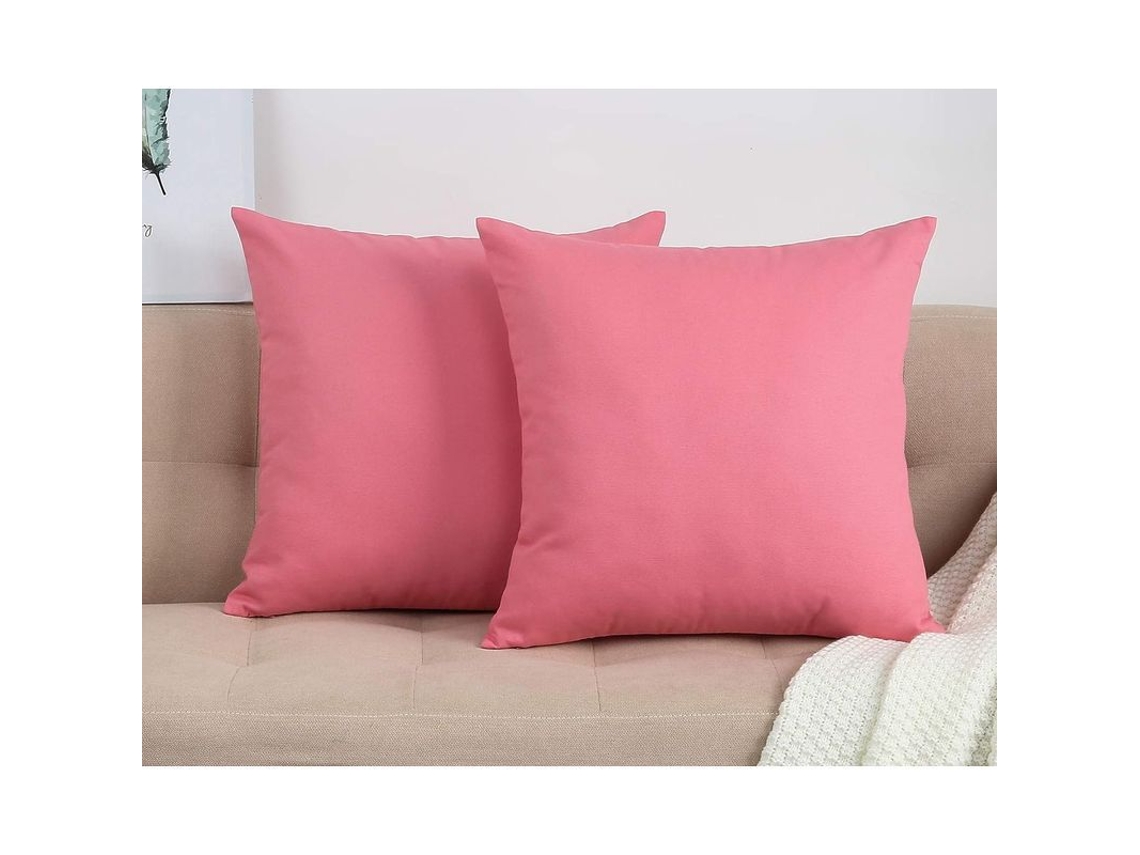 Capas De Travesseiro De Linho De Algodão 100% Feitas À Mão, 18''x18'', Rosa, Decorativas