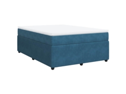 Maison Exclusive - Cama Box Spring Con Colchón Terciopelo Azul Oscuro 140x200 Cm