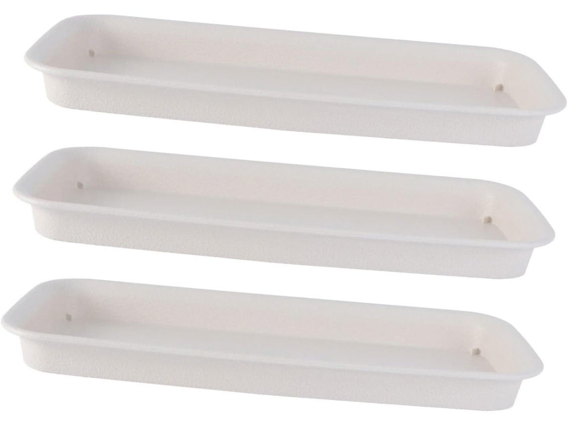 Juego De 3 Bandejas De Plástico Blanco Para Macetas