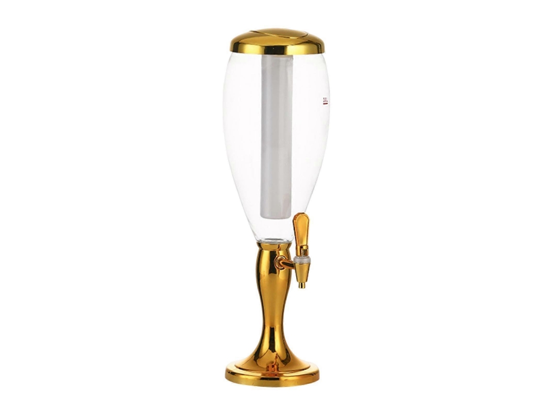 Dispensador de cerveza dorado de 3 litros con tubo de enfriamiento para bares domésticos y fiestas.