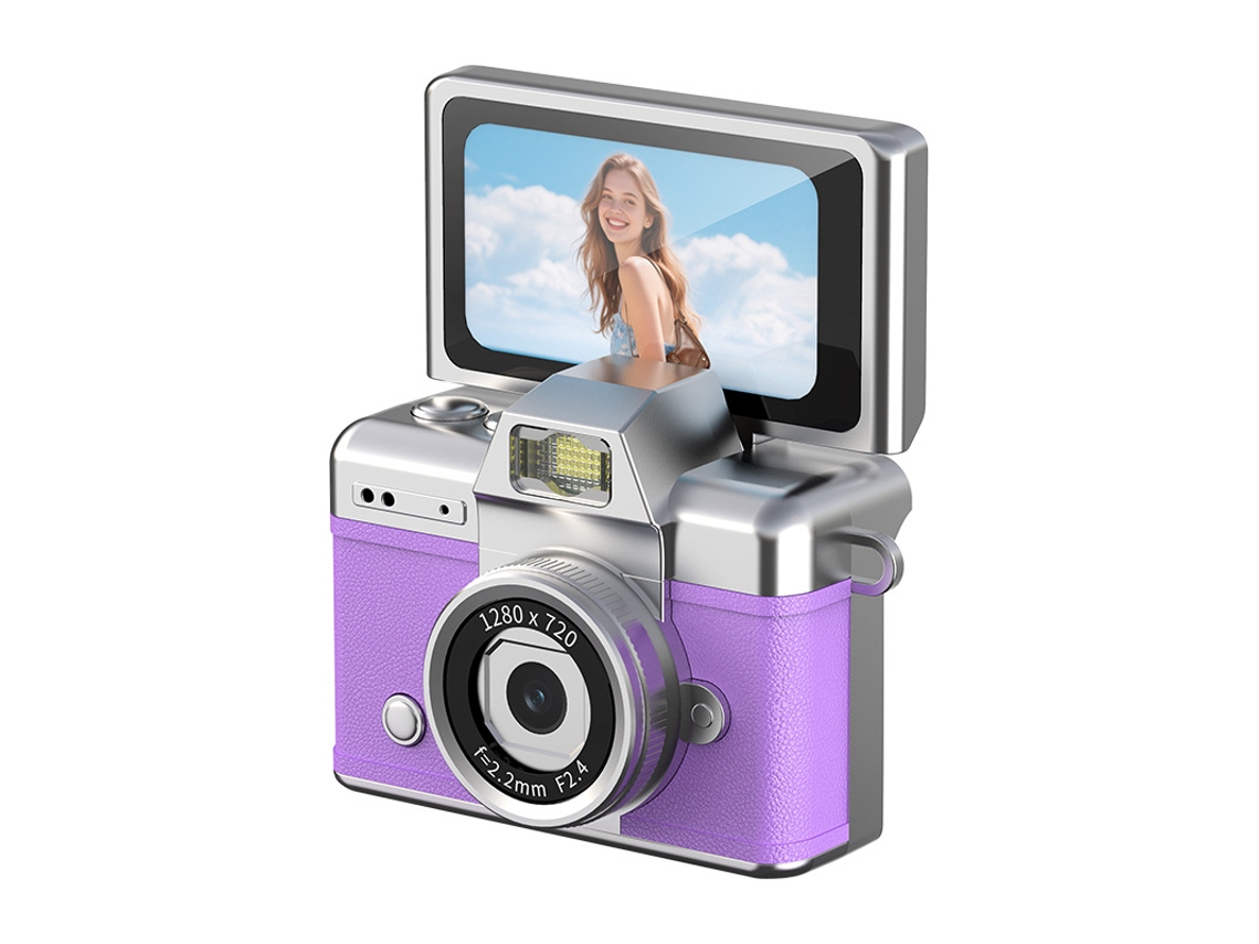 Câmera Infantil Czhhmart Retrô. Tela Basculante.inclui Cartão Tf De 32 Gb (roxo)