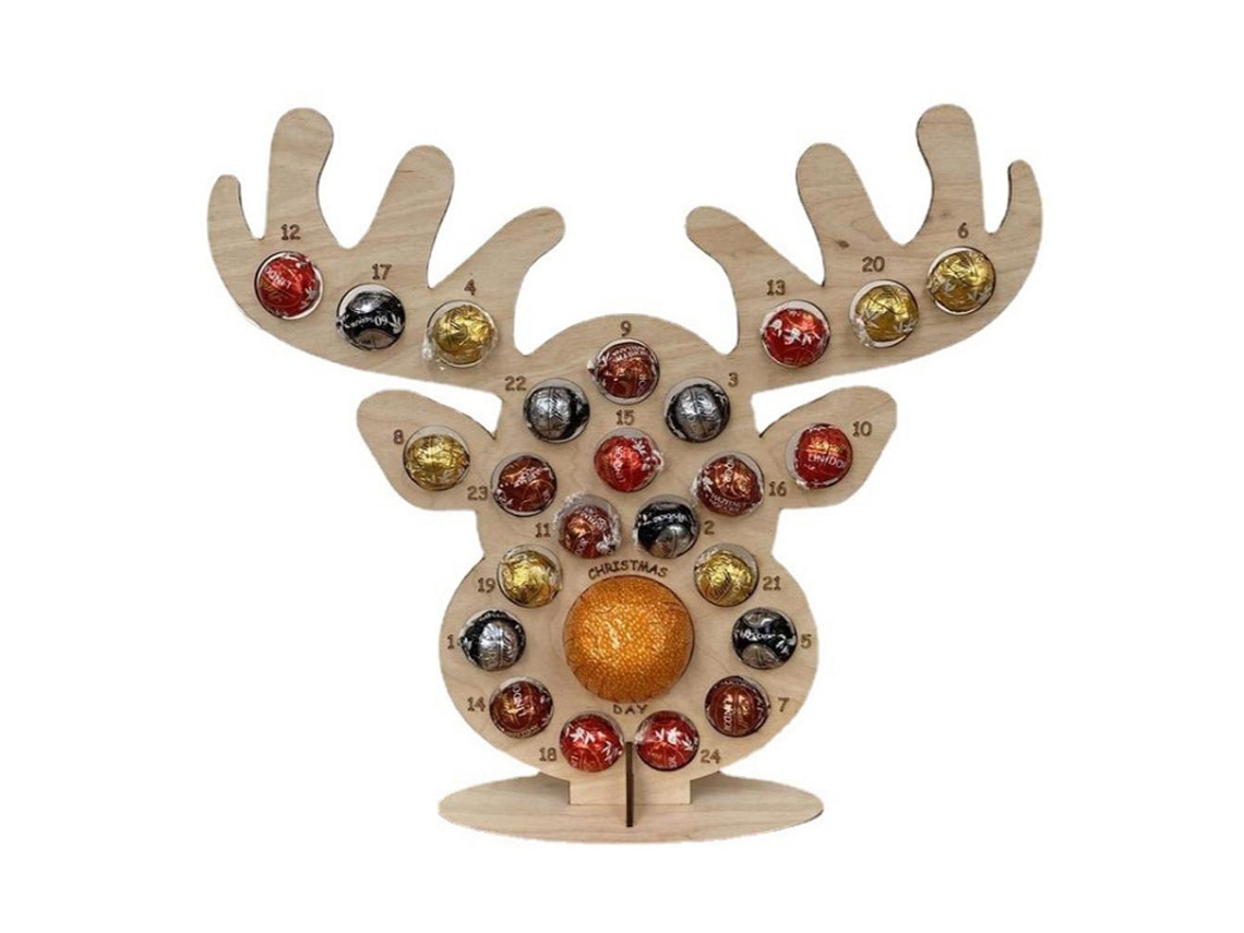 Calendario De Adviento De Madera Con Soporte Para Chocolates, Adornos Navideños, Decoración, Regalo.