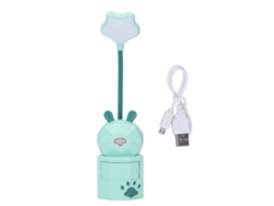 Lámpara de lectura infantil USB con forma de conejo de dibujos animados, cuello flexible, caja de almacenamiento segura y duradera, luz ambiental de escritorio.