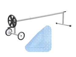 Cubierta y rodillo térmico Oxo Cristal de 500 micras para climatizar piscinas, económico y de fácil manejo - 8x5