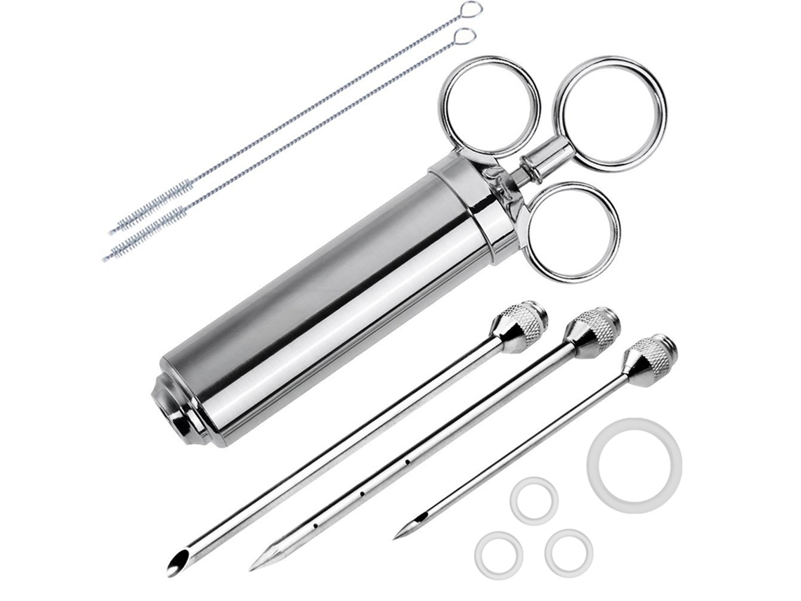 Inyector De Adobo Para Carne De Acero Inoxidable 304 Con 3 Agujas - Accesorio Para Barbacoa Para Pavo