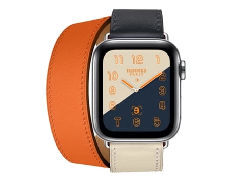 Correa de reloj de cuero de doble bucle bicolor para Apple Watch Series 3, 2 y 1 de 42 mm, color: azul brillante + rosa blanco + naranja