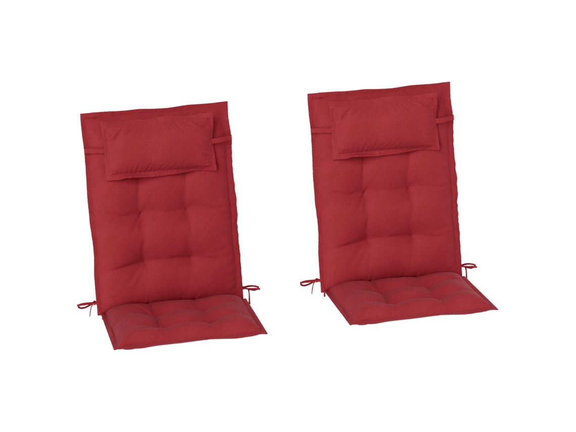 Juego De 2 Cojines Para Tumbona, Repelentes Al Agua, 50 X 116 X 5 Cm, Para Jardín Y Playa, Rojo Vino