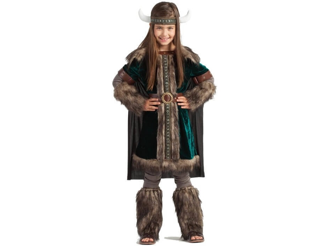 Disfraz de Niña DISFRAZZES Vikinga Verde (Talla: 5 a 6 años)
