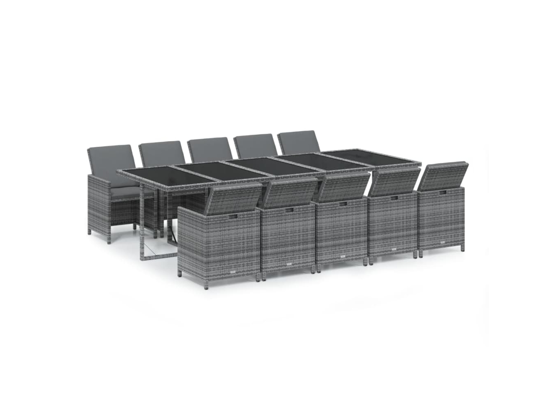 Maison Exclusive - Set Comedor Jardín 11 Pzas Con Cojines Ratán Sintético Gris