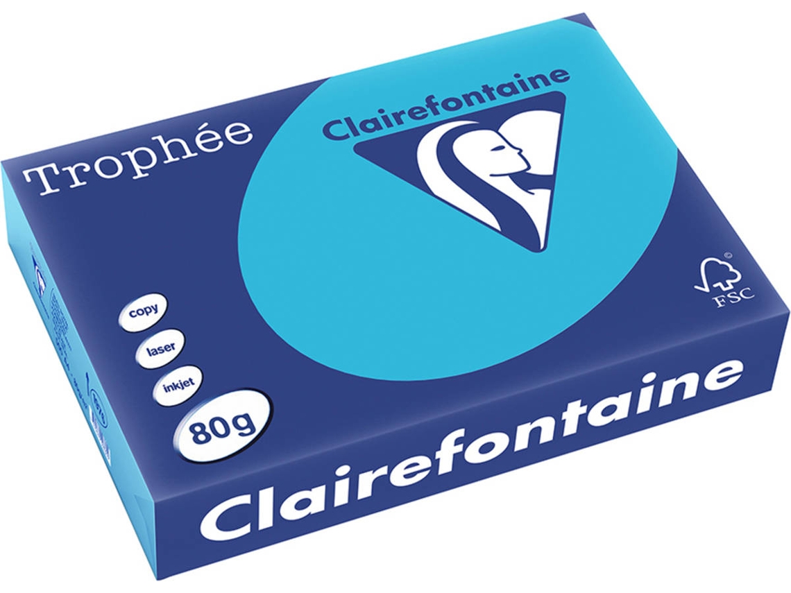 Papel CLAIREFONTAINE Copia, láser y chorro de tinta Trophée A4 80 gsm (500 Hojas - Azul)