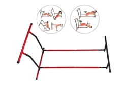 Estación de fitness, altura ajustable de 97 a 200 cm, capacidad máxima de 100 kg, dimensiones de 113 x 117 cm, peso de 19,5 kg, compatible con múltiples ejercicios.