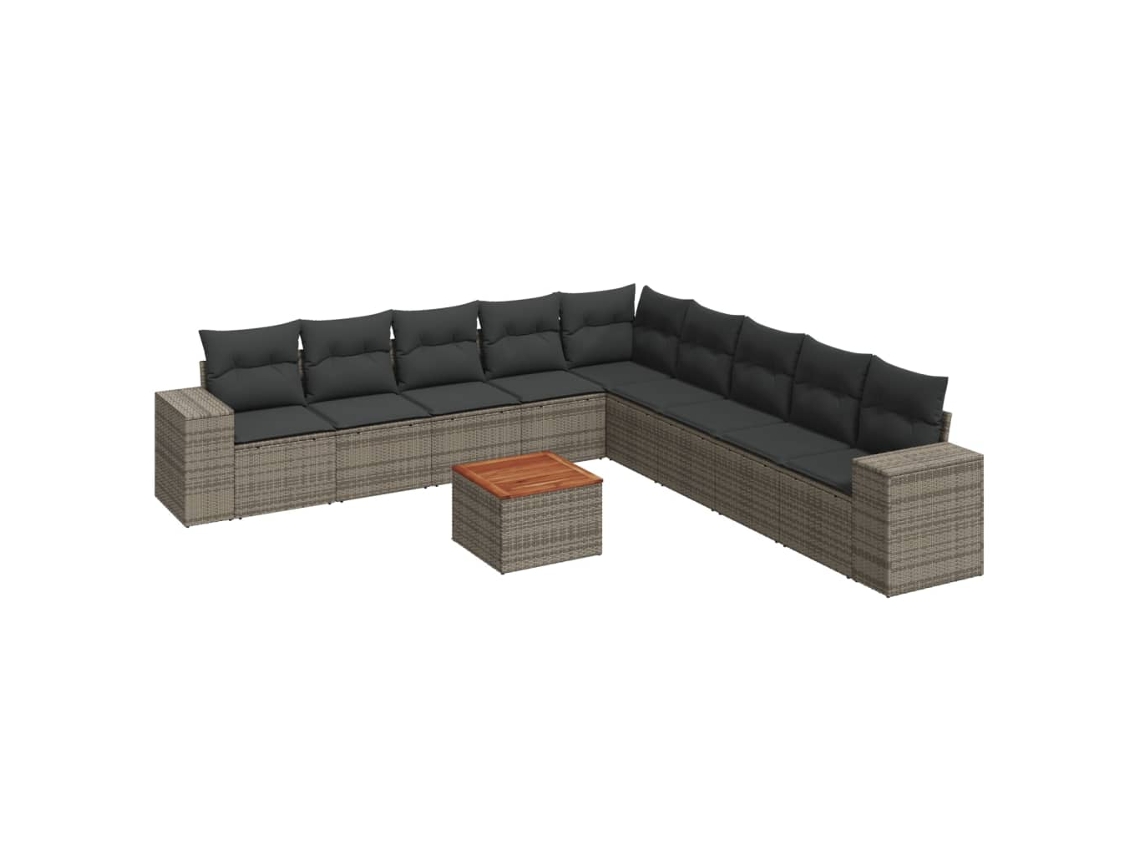 Maison Exclusive - Set De Sofás De Jardín 10 Pzas Con Cojines Ratán Sintético Gris