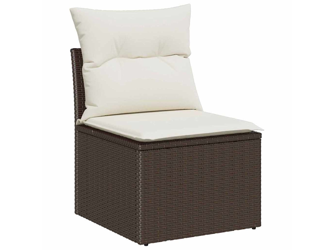 Maison Exclusive - Conjunto De Sofá De Jardín Con Cojín 5 Pcs Marrón Y Crema