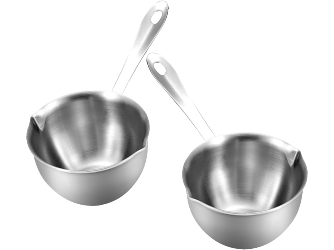 2 Piezas, Té, Pp, 2 Piezas De Olla De Acero Inoxidable, Mini Cacerola Para Aceite Y Leche Con Doble Pared