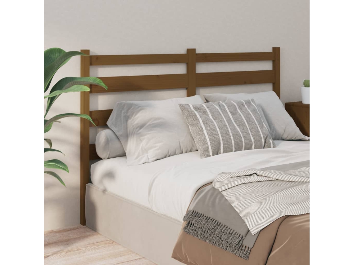 Cabecero De Cama Madera Maciza De Pino Marrón Miel 186x4x100 Cm