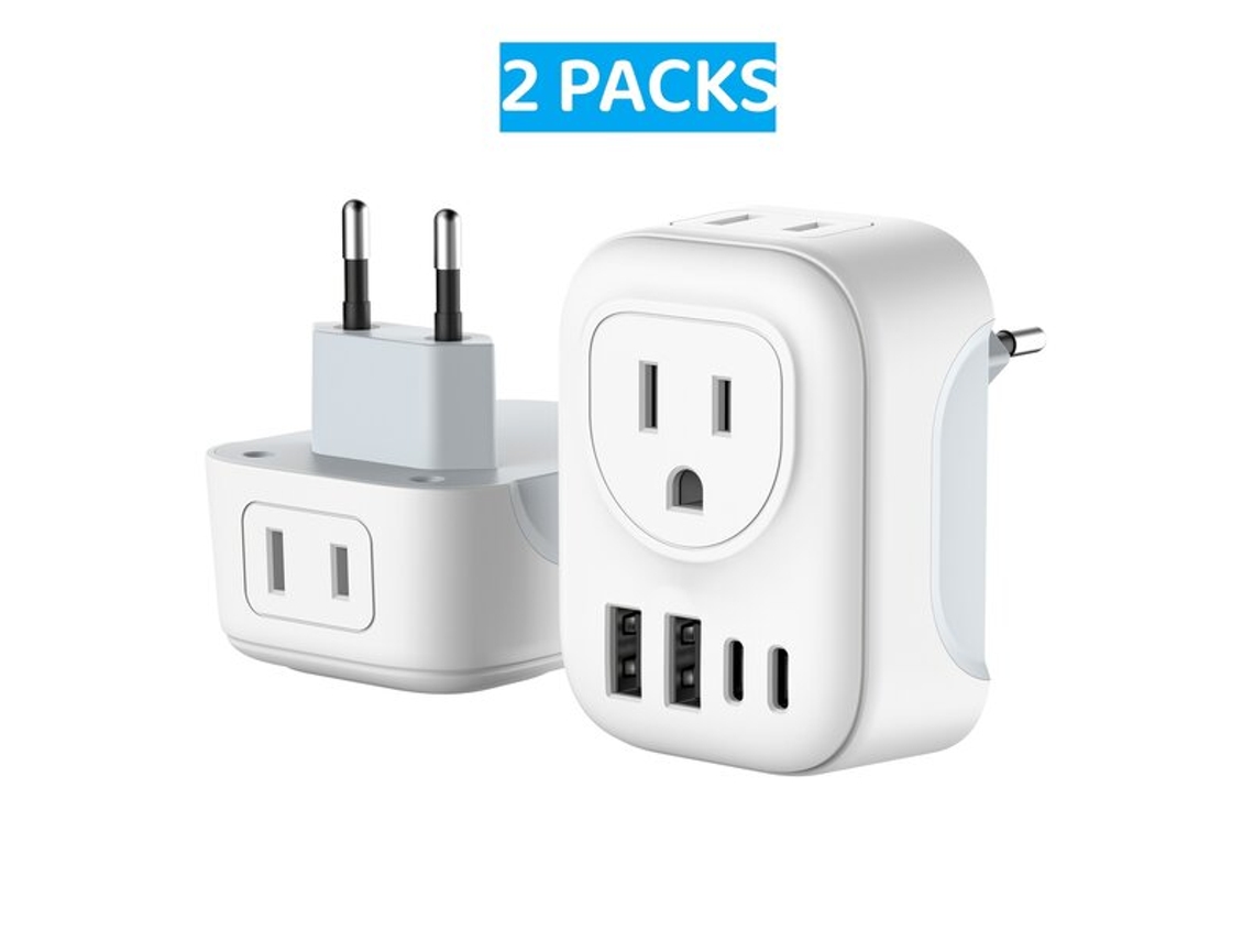 Adaptador de viaje europeo 6 en 1 con USB y enchufes Vayotoy