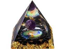 2026-pirámide Orgonita De Cristales Obsidiana Y Amatista Para Energía Positiva Y Sanación 2.3x2.3in
