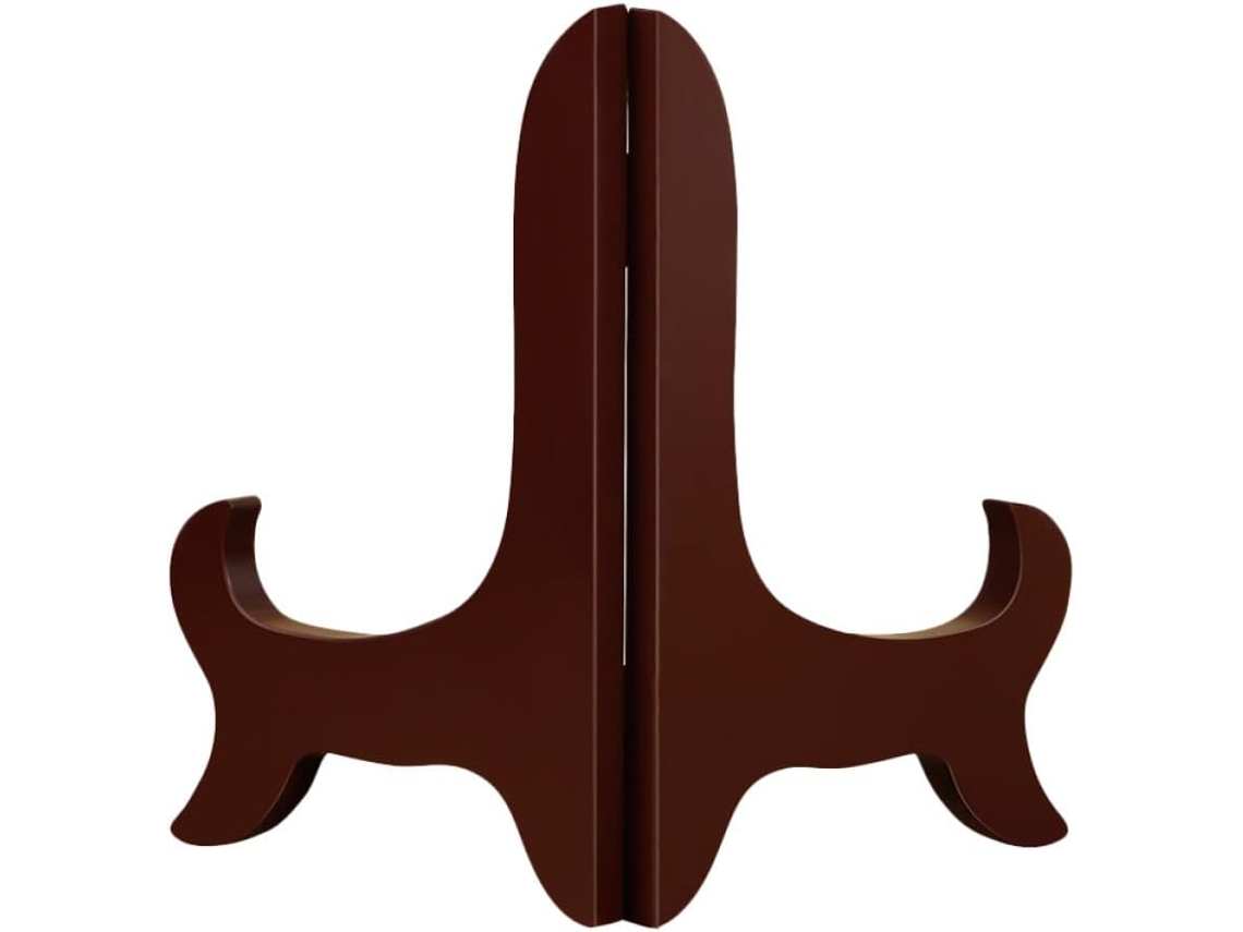 Soporte Plegable De Madera Marrón Para Platos, De 4 Piezas, Con Patas Plegables Para Una Presentación Práctica.