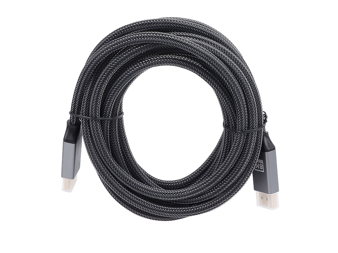 Cable Displayport 1.4 8k De 5 M, Resistente, De Nailon Gris, Para Ordenador Y Monitor Displayport.