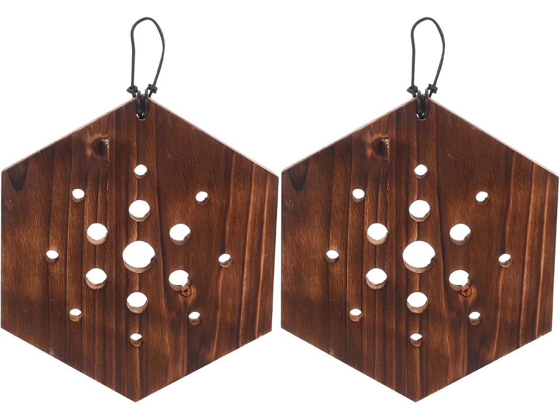 Macetero De Pared Inoomp De 2 Piezas, Hecho De Helecho Cuerno De Ciervo, Hexagonal, Vertical, De Madera, Soporte Para