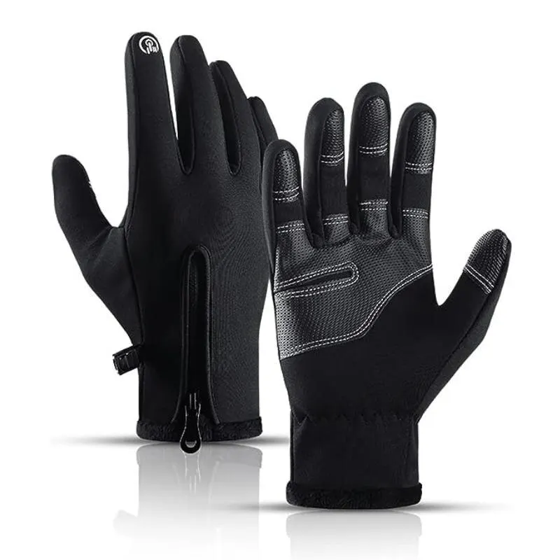 (negro Xl) Guantes Cálidos De Invierno Unisex, Compatibles Con Pantalla Táctil, Impermeables, A Prueba De Viento Y Antideslizantes.