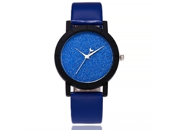 Reloj De Pulsera Vansvar Para Mujer De Piel Sintética Con Esfera Texturizada Azul Oscuro.