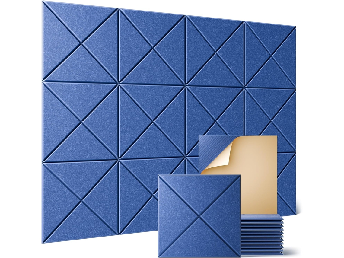 12 Paneles Acústicos Autoadhesivos Para Pared, Ideales Para El Hogar Y La Oficina (azul/30x30cm) Gertiz