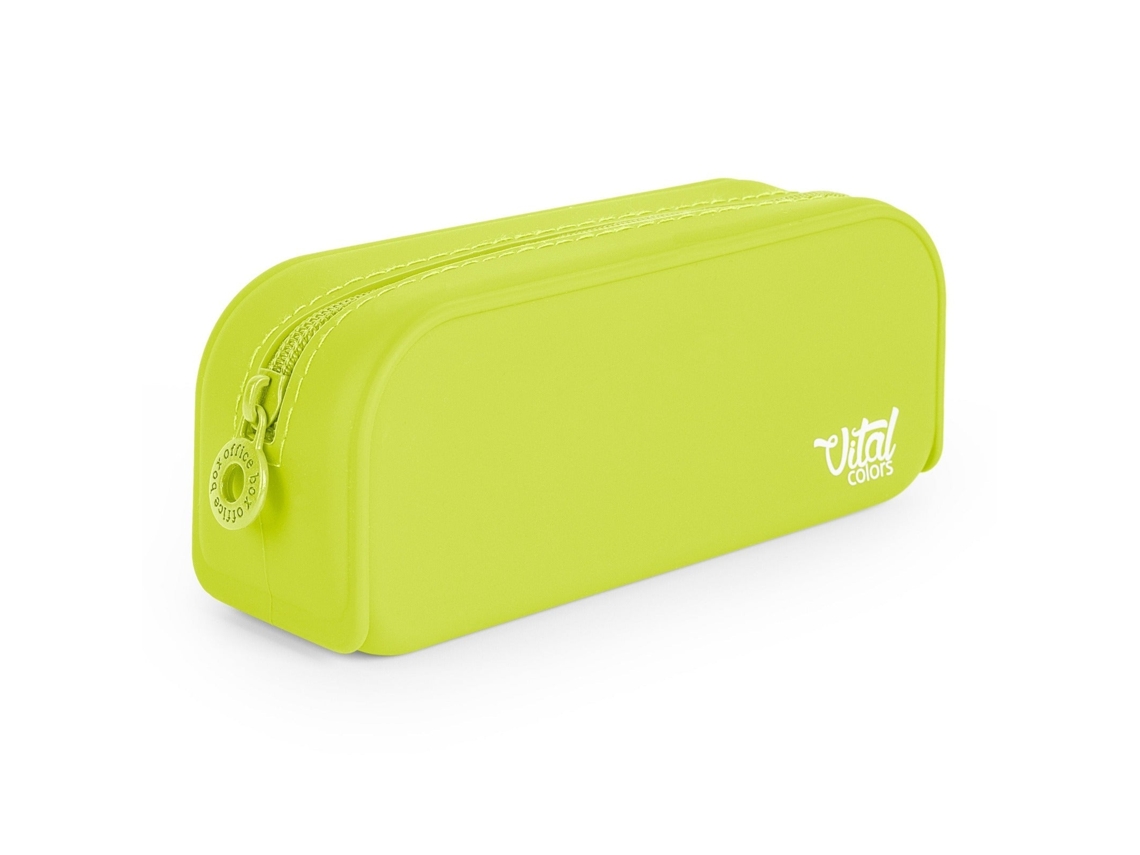 Estuche de lápices de silicona suave al tacto Vital Colors, color verde Office Box