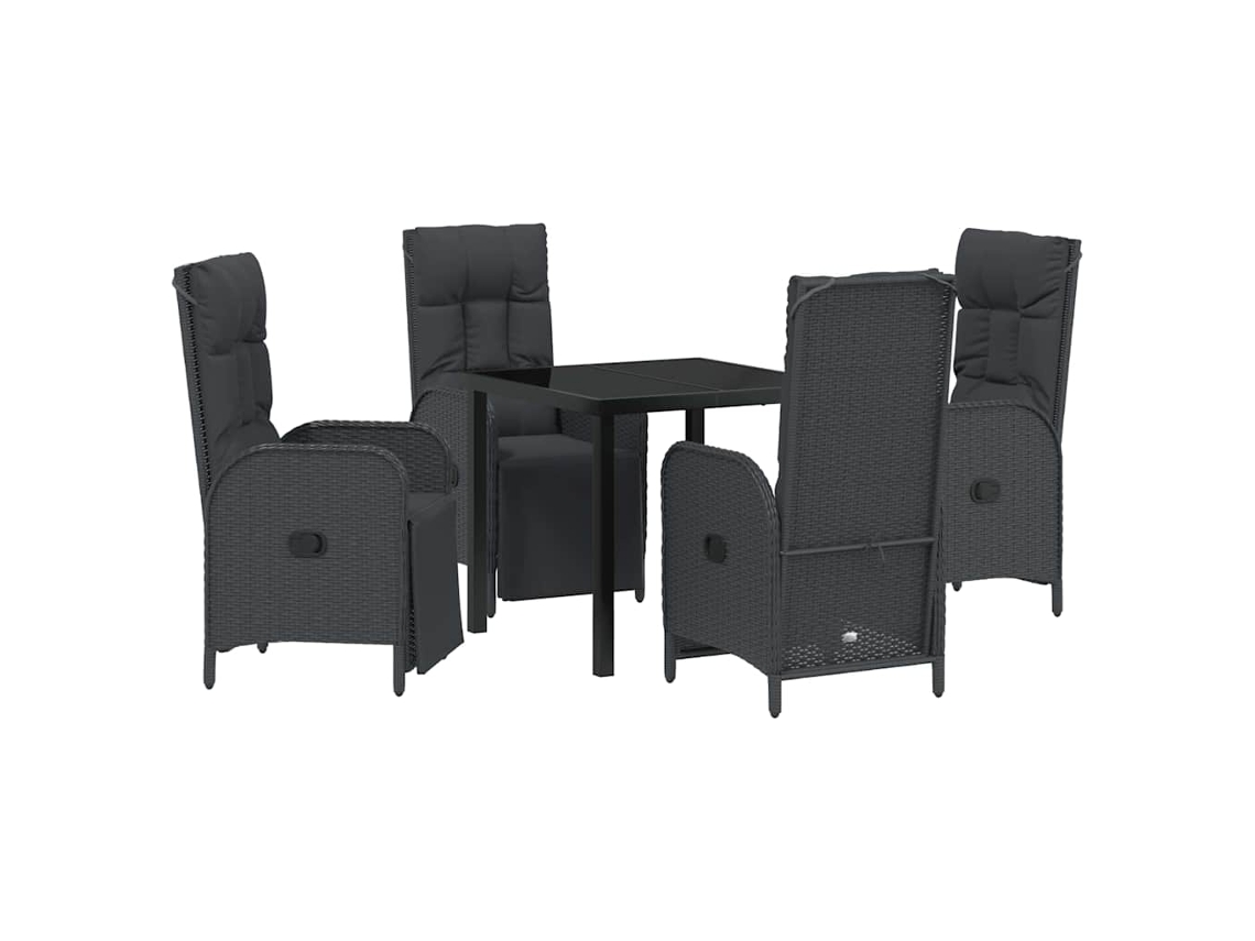 Maison Exclusive - Conjunto De Jantar Para Jardim Com Almofada 5 Pcs Preto Vime Pe