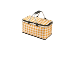 Cesta de picnic térmica, bolsa térmica plegable, 2 asas resistentes, diseño a cuadros amarillo Tommy01