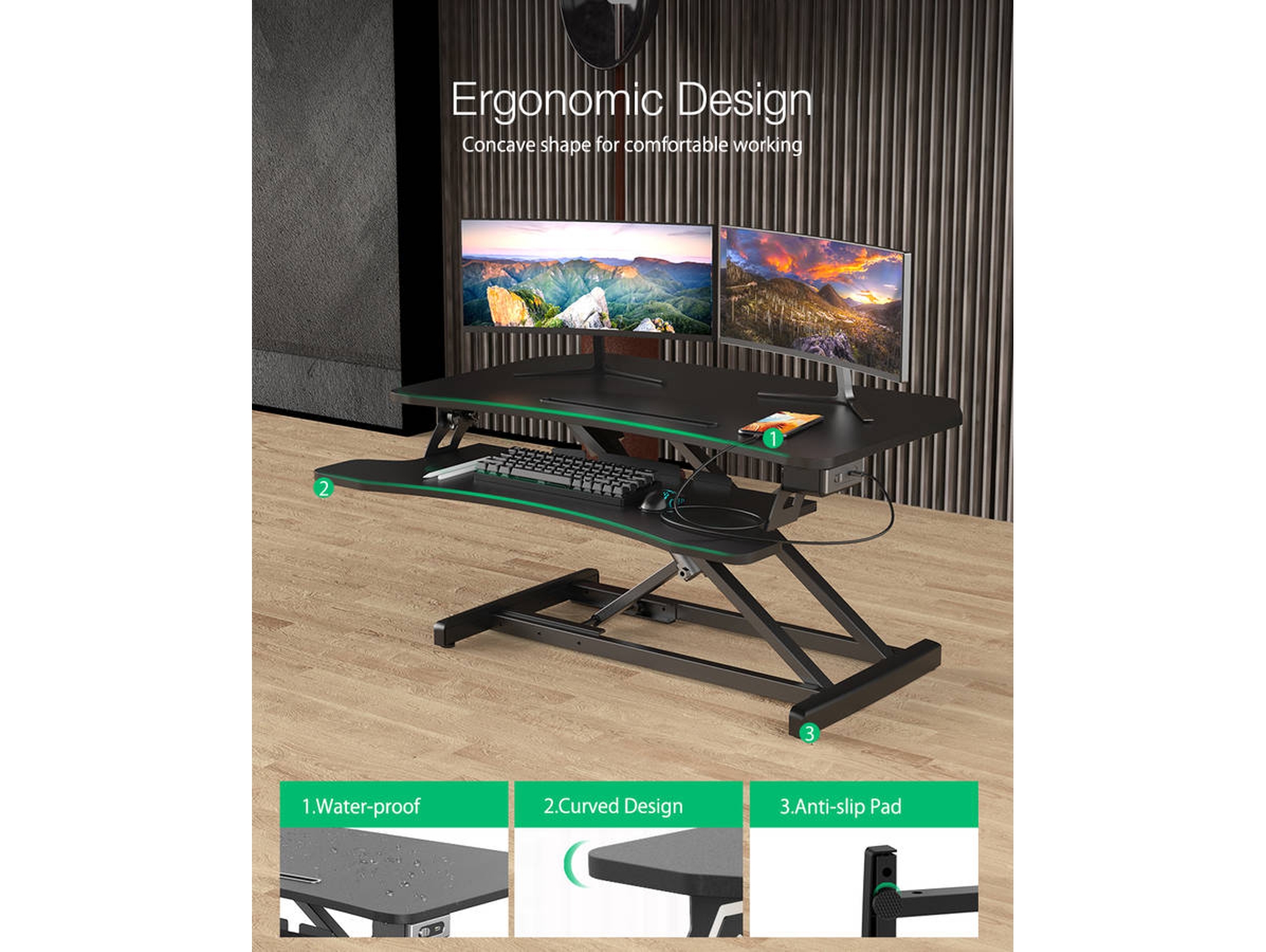 Mesa BLITZWOLF BW-ESD2 Escritorio de Pie Eléctrico (Negro - 18.6 kg)