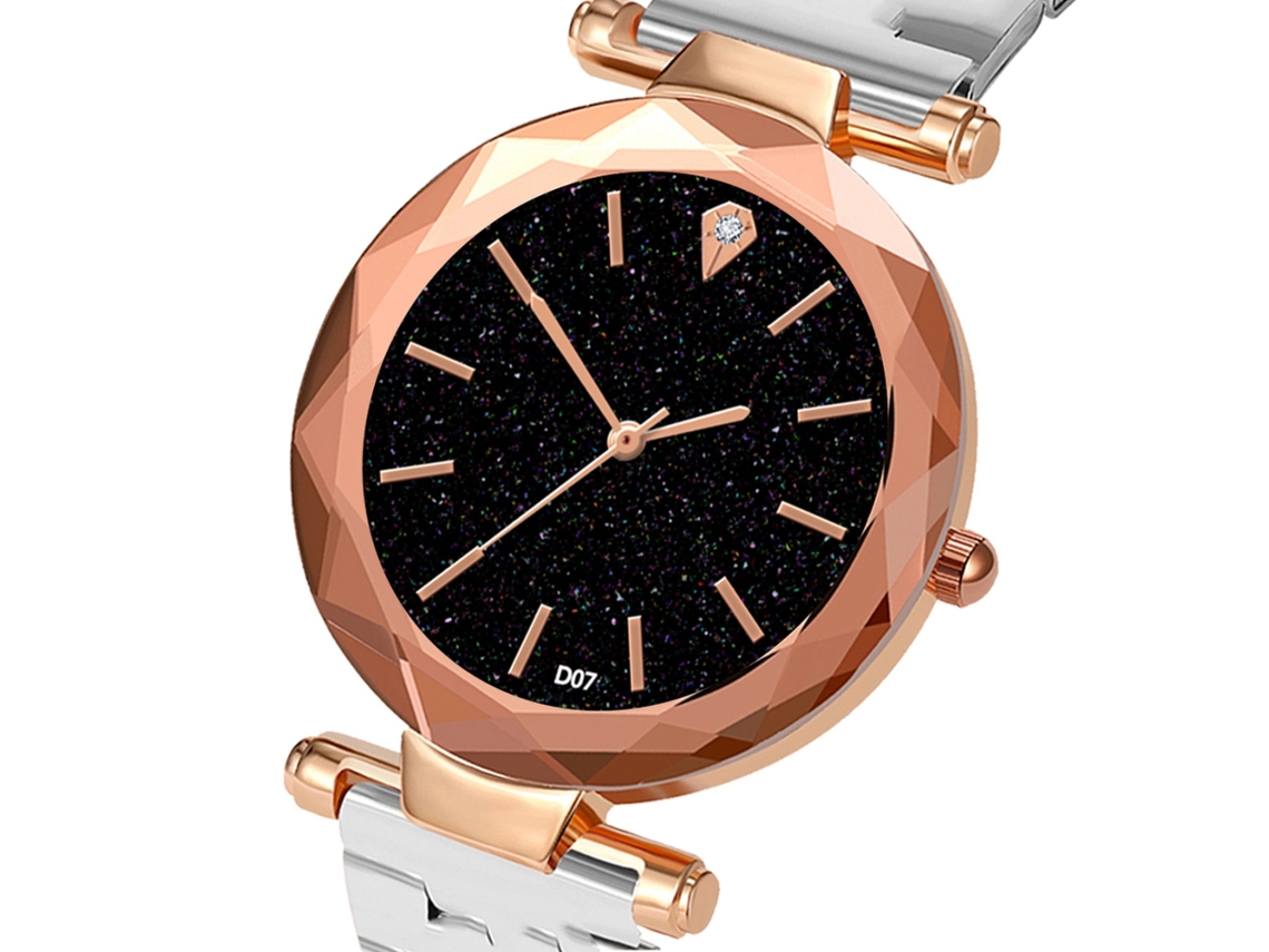 Reloj De Pulsera De Cuarzo Para Mujer Con Esfera Estrellada, Brazalete De Acero Plateado, Informal Y Elegante.