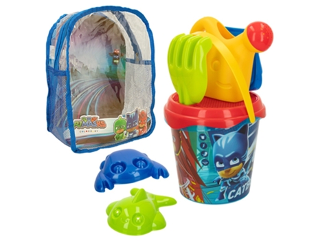 Set de Juguetes de Playa COLORBABY PJ Masks Set cubo c/accesorios y mochila transporte (Edad Mínima Recomendada: 18 meses)