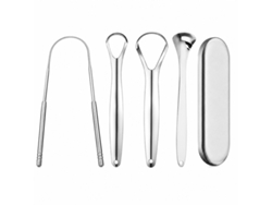 Juego 4 Raspadores De Lengua Acero Inoxidable Con Estuche, Elimina Placa Y Halitosis, Higiene Bucal Diaria.