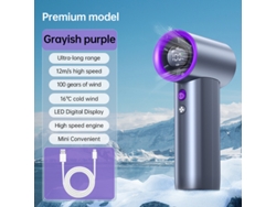 Ventilador portátil pequeño para exteriores, recargable, de alta velocidad, con turbina eólica, color gris, Yuysan