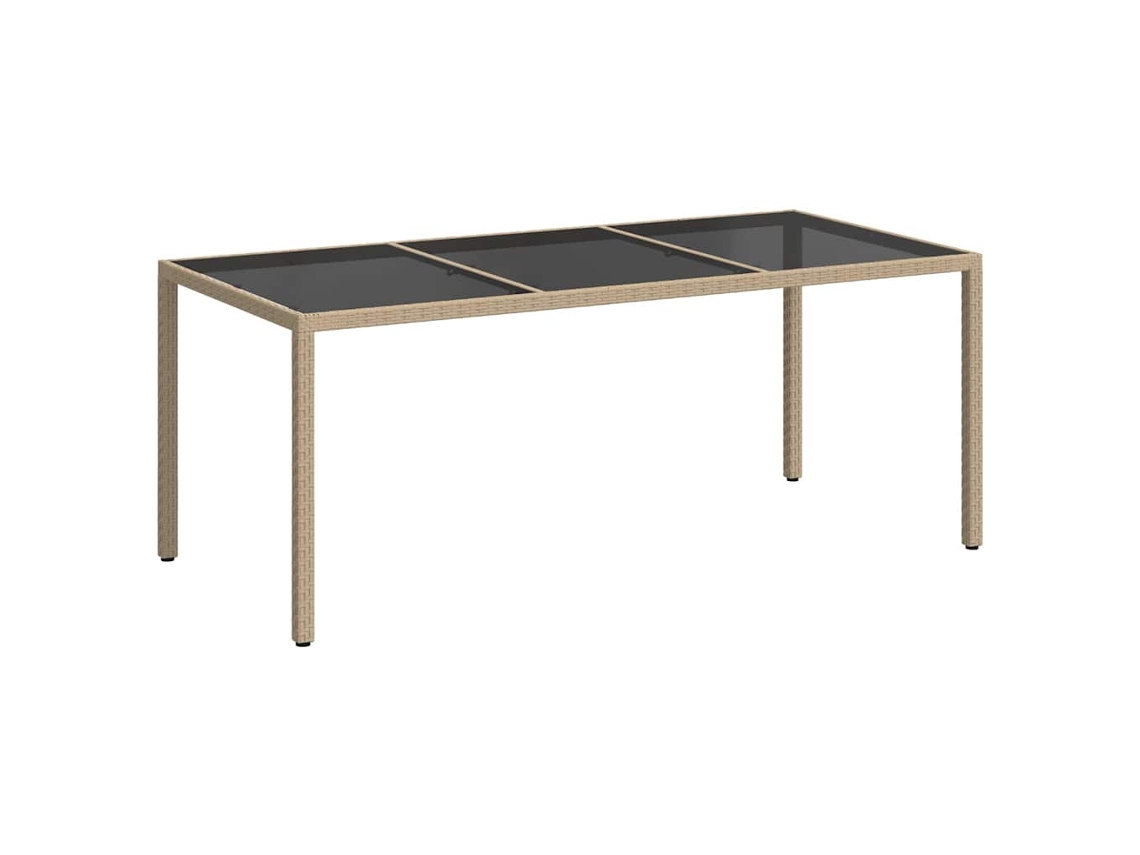 Maison Exclusive - Mesa Jardín Vidrio Templado Ratán Sintético Beige 190x90x75 Cm