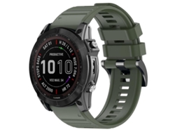 Bracelete Para Garmin (26mm) - Silicone - Liberação Rápida - Fivela De Aço Preta Verde-exército