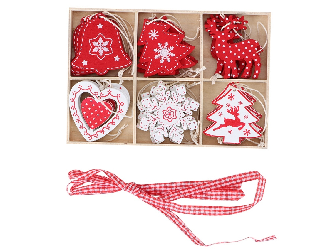24 Piezas De Adornos Colgantes De Madera Para Decoración Navideña, Regalo Festivo Para El Árbol De Navidad