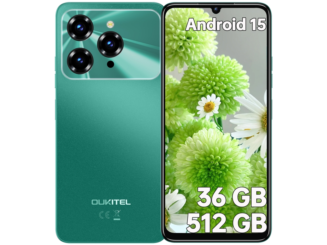 Smartphone Oukitel C6 36 Gb 512 Gb 6.8" Hd+ Pantalla Android 15 90hz Batería 5150mah Cámara 50mp Face Id 3.5mm Headphone Jack Verde