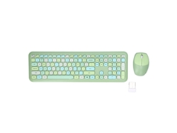 Combo De Teclado Y Ratón Inalámbrico Retro Verde