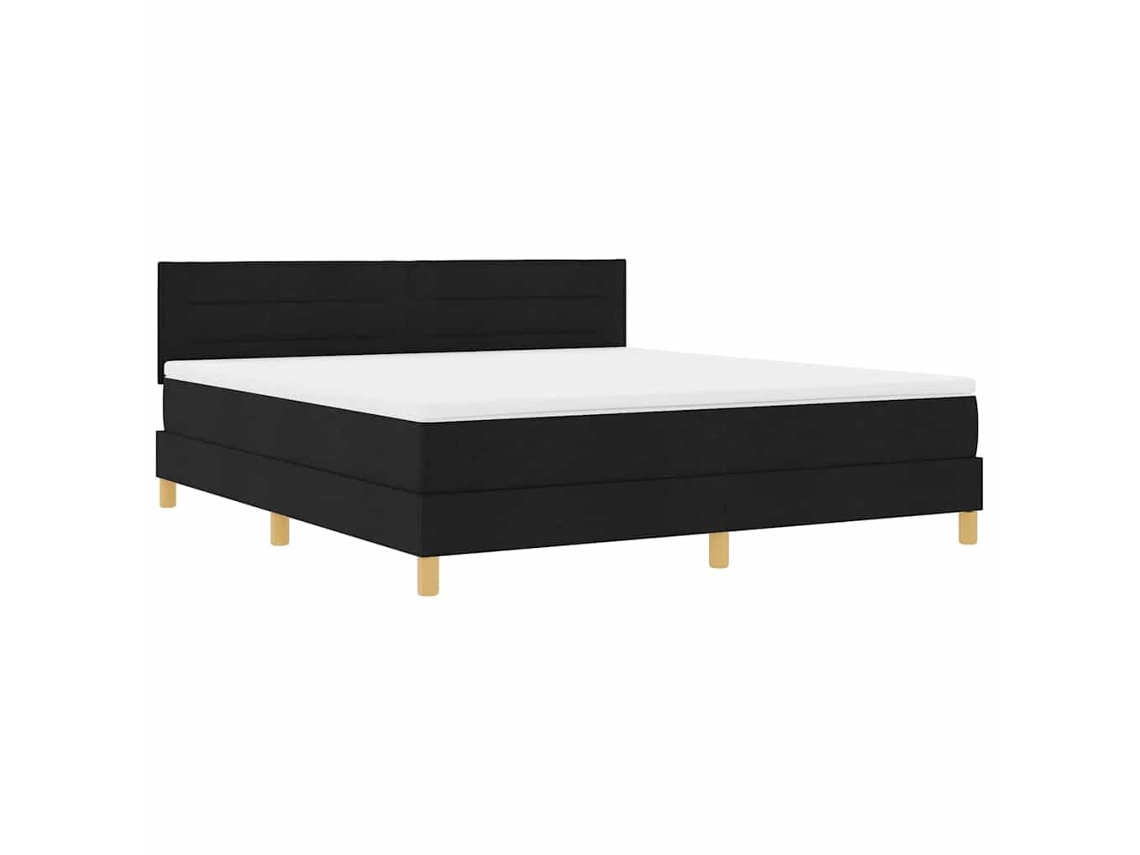 Maison Exclusive - Cama Box Spring Led Con Tiras Led Negro 180 X 200 Cm Tela