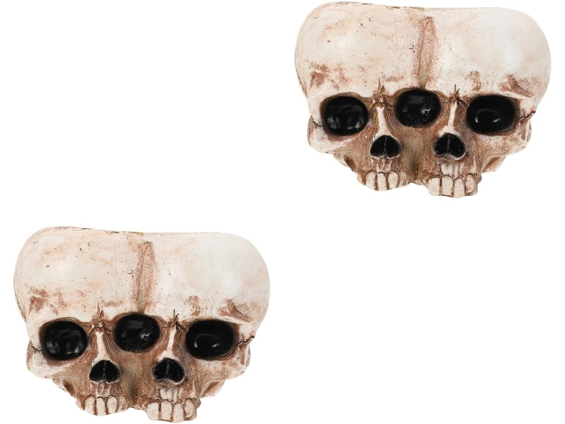 Juego De 2 Calaveras Inflables De Resina Para Halloween, Decoración De Puerta De Halloween, Manta Falsa