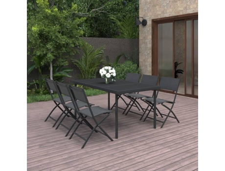 Conjunto 7 de comedor para jardín VIDAXL acero