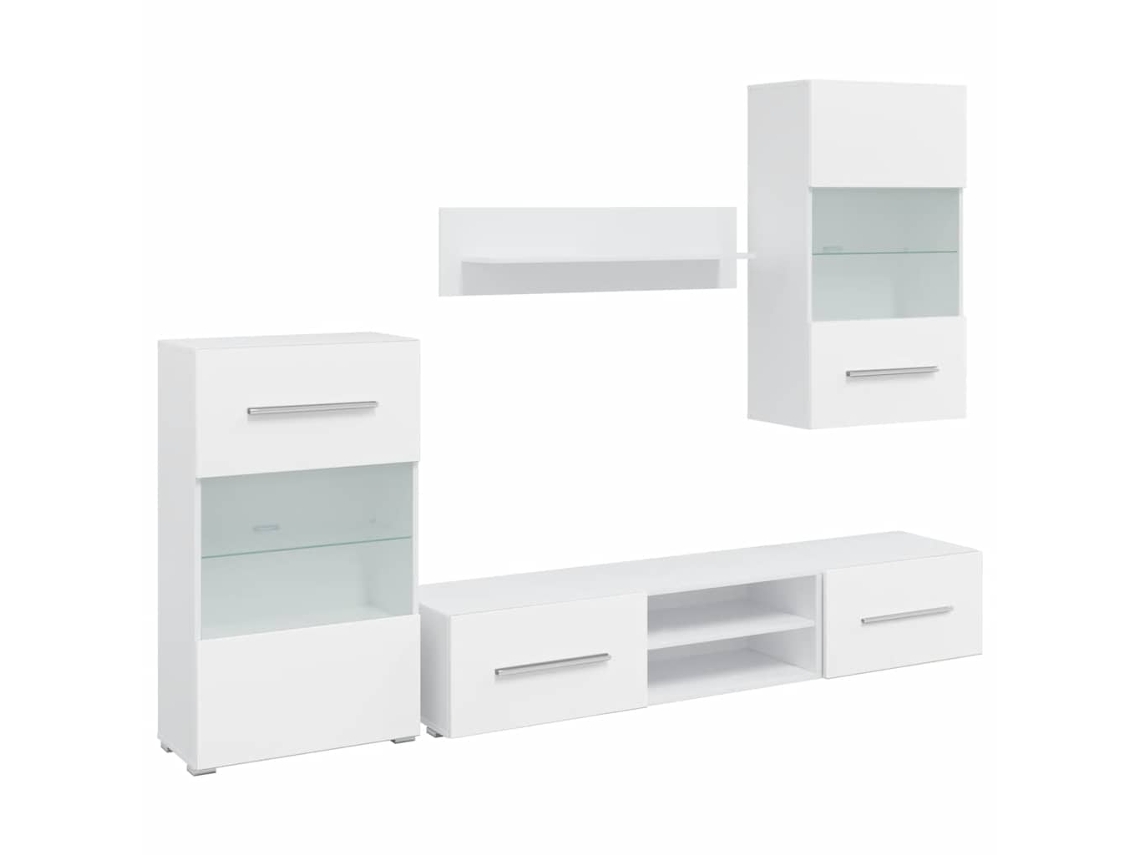 Conjunto 5 Mueble para TV VIDAXL Blanco Madera contrachapada (240x40x195 cm)