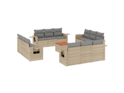 Maison Exclusive - Set Sofás De Jardín Con Cojines 13 Pzas Ratán Sintético Beige