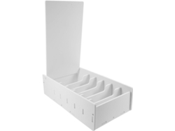 Cajón portamonedas de PVC con 6 compartimentos y tapa, organizador de escritorio para guardar billetes...