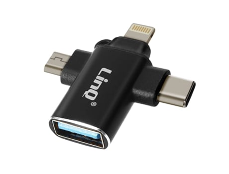 Adaptador LINQ OTGU930 (USB-CMicro - USB Lightning - USB 3.0 - Negro)