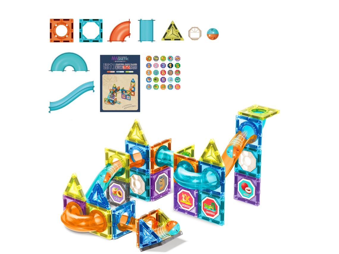 Juguete De Bloques Magnéticos Con Pista De Bolas Para Niños 68 Piezas, Juego Educativo Regalo De Cumpleaños
