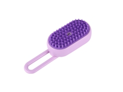 Cepillo de baño para mascotas con función de chorro de agua, silicona suave, color lila, limpieza y masaje.